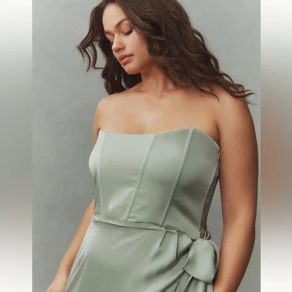 NWT Plus Size V. Chapman Dress June Corset Jacquard Front-Slit Gown Size 16 - Picture 4 of 14